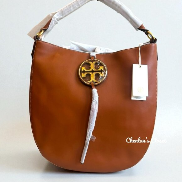 Tory Burch Metal Miller Slouchy Hobo With Long Strap Brown With Gold Hardware - Picture 16 of 16